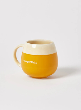 FQRLIVING you got this铭文石陶渐变黄色圆形大手柄水杯 马克杯