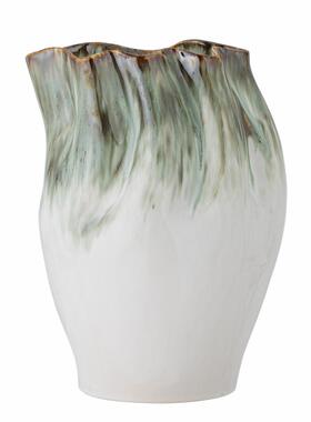 FQR LIVING丹麦Bloomingville手工制作绘画妮莎反应釉波浪状花瓶