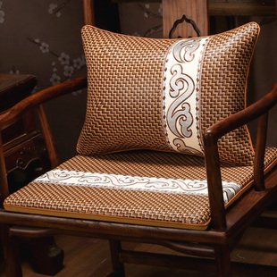 红木沙发坐垫透气藤席凉垫餐椅茶椅圈椅垫子定制 夏季 冰丝椅垫中式