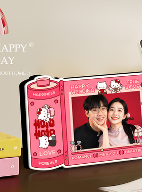 粉韵囍爱照片定制相框创意时尚情侣摆台玄关电视柜高级感装饰摆件