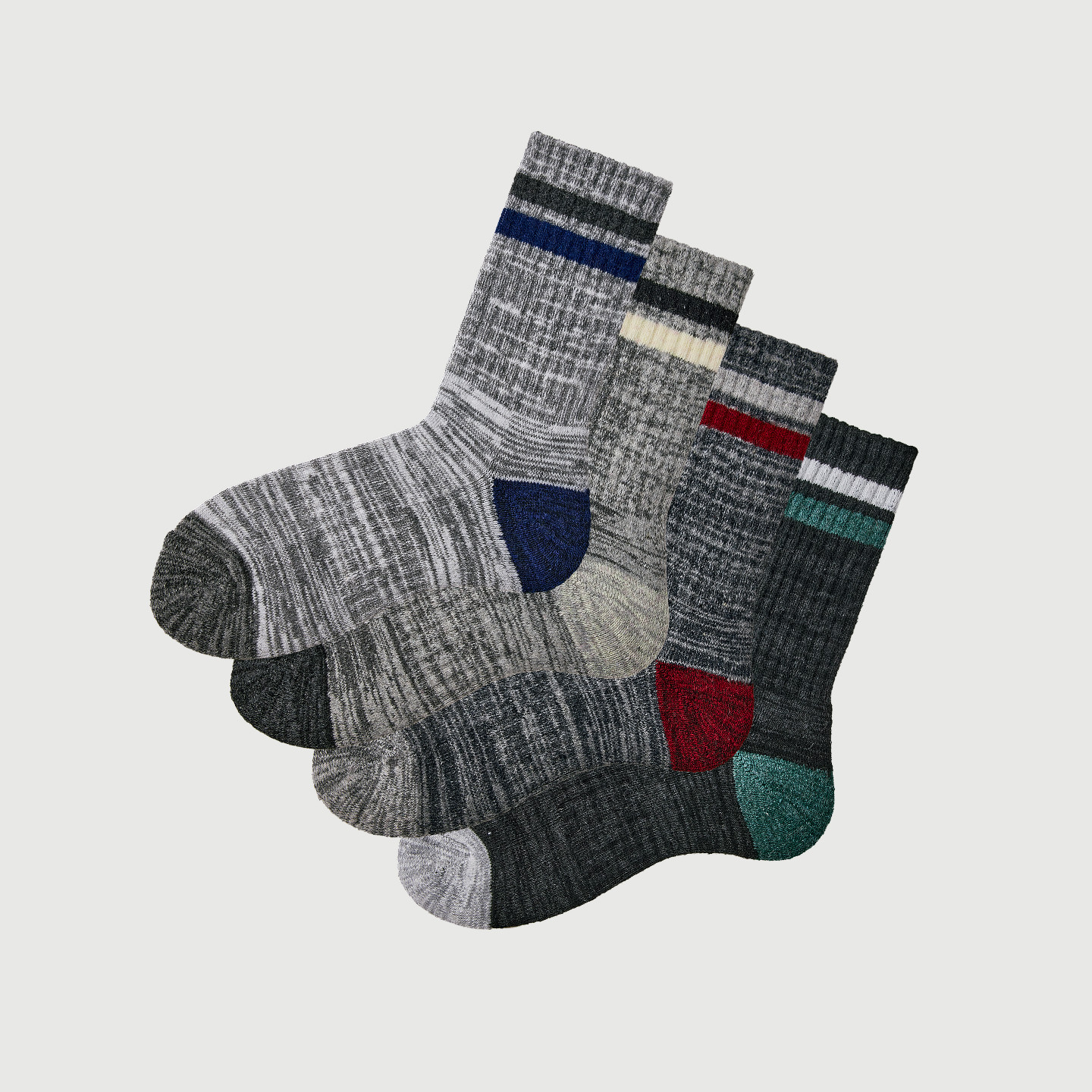 秋冬百搭撞色条纹毛圈中筒袜男秋季运动袜吸汗防滑加厚舒适男士袜