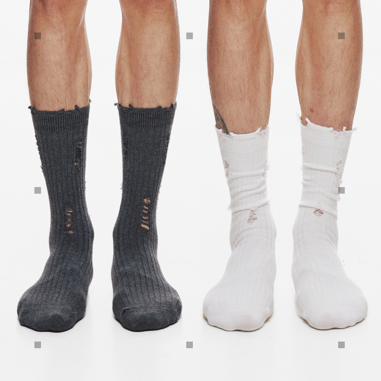 透气男棉抽条破洞袜子3双组合