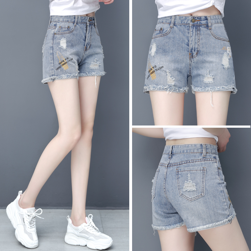 春夏破洞新款ins女士牛仔短裤