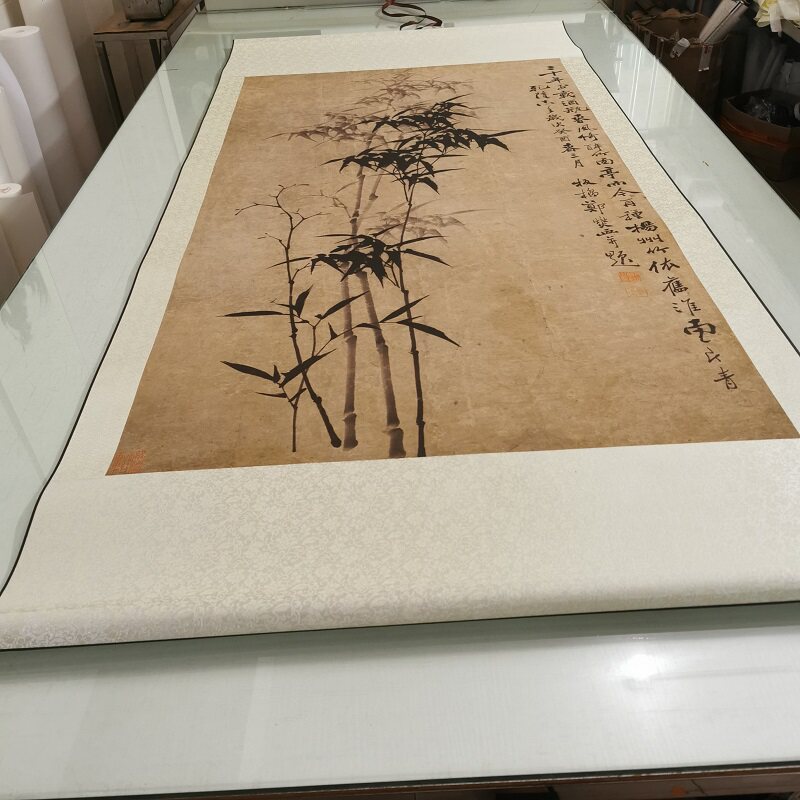 郑板桥竹图立轴复古书画水墨写意竖幅国画真迹微喷仿古复制装饰画