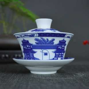 景德镇茶具茶杯三才盖碗梧桐金典怀旧仿古瓷器功夫茶大号茶碗单个