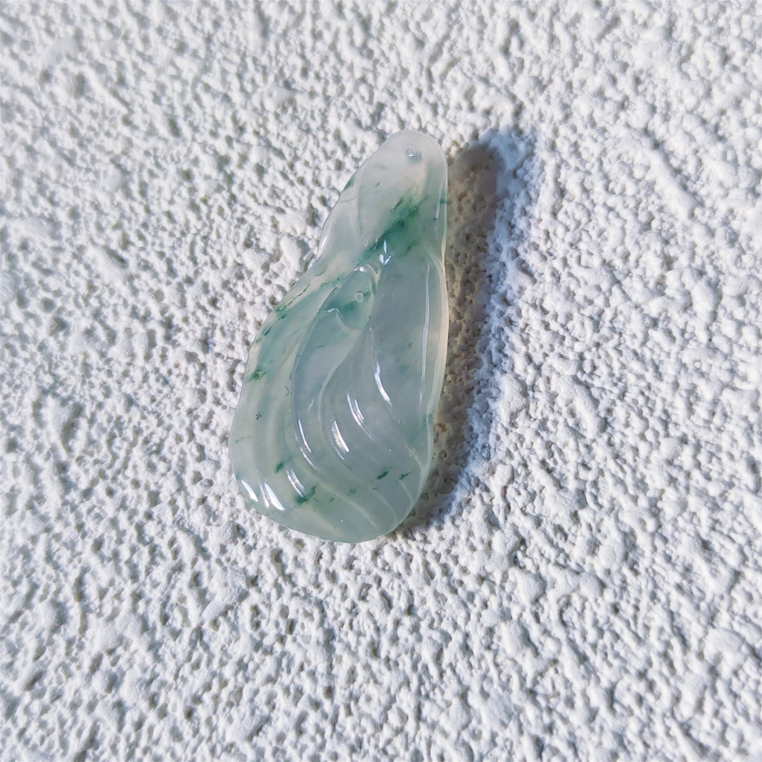 天然翡翠:冰糯种冰飘花蓝绿兰花 锦鲤好运鱼动物潘多啦吊坠项链