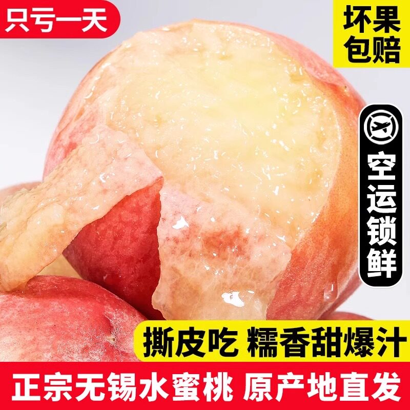 【6-7两】现货正宗无锡阳山水蜜桃新鲜水果当季整箱桃子礼盒白凤