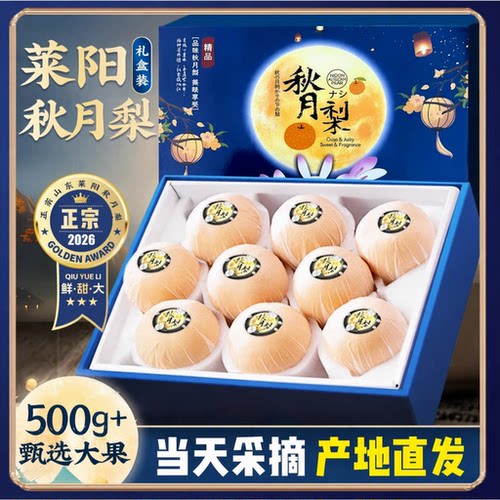 正宗山东莱阳秋月梨礼盒大果新鲜