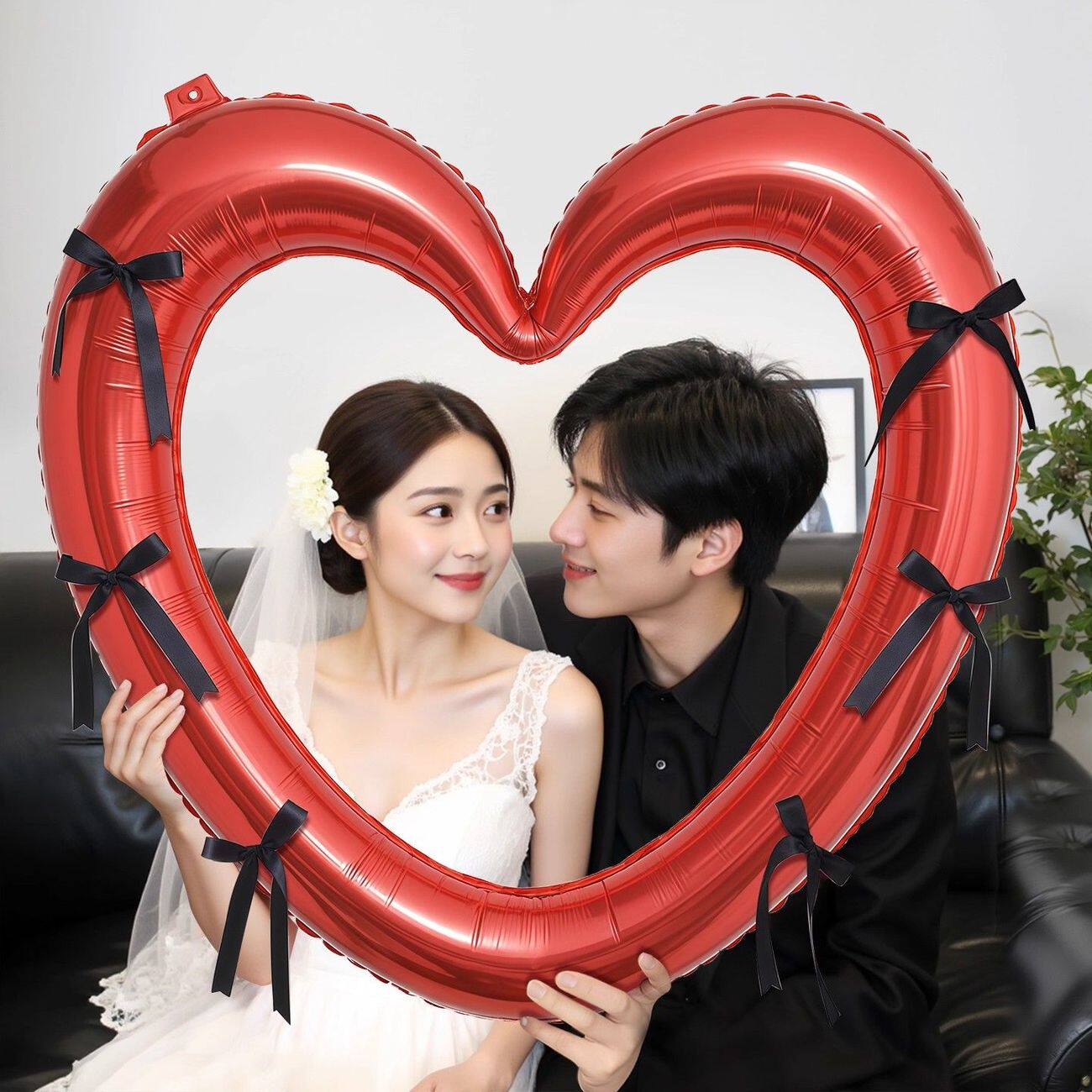 婚房布置结婚装饰婚礼求婚用品氛围拍照道具出片手持镂空爱心气球