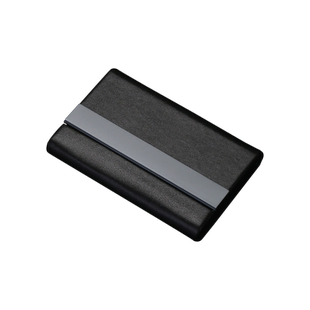 商务名片盒男士名片夹女士加厚大容量卡包超纤皮面料钛黑身份证银行卡包时尚金属名片盒免费定制LOGO