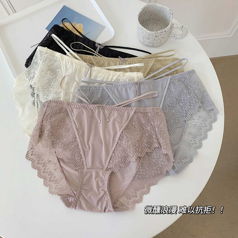 三条法式性感蕾丝内裤丝绸三角裤