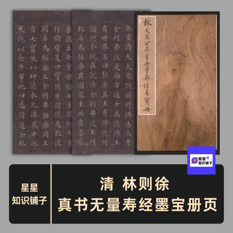 清林则徐楷书小楷无量寿经墨宝册页洒金纸字帖图片电子非纸制素材