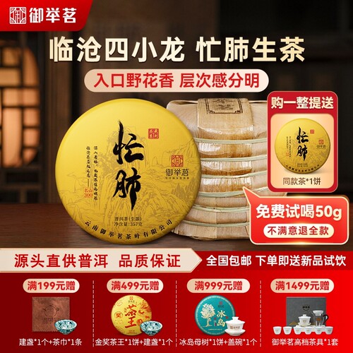 御举茗2022年金色忙肺普洱茶生茶云南临沧勐库大树新茶七子饼茶叶