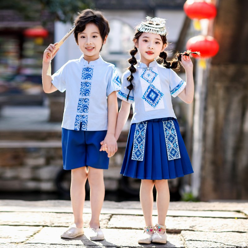 速发六一儿童汉服演出服幼儿园园服少数民族风合唱小学生班服表演