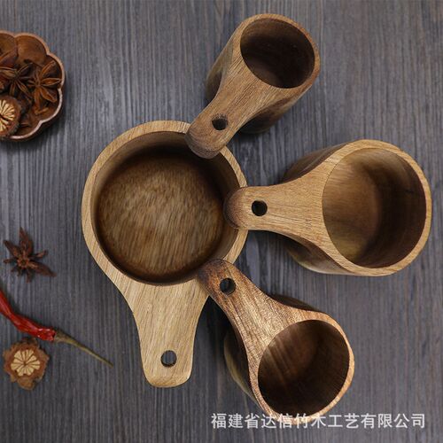 速发厨房家用烘焙相思木量杯4件套烘焙定量勺套装调料勺咖啡计量