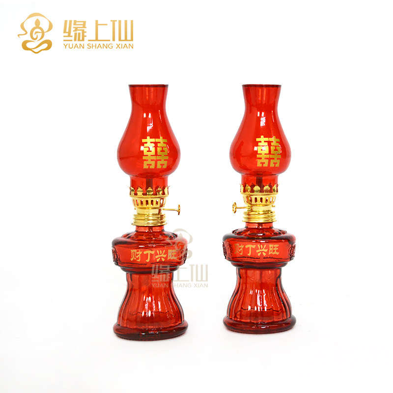 保真速发新居入宅火水灯玻璃怀旧复古老煤油灯白色结婚Z酥油灯进