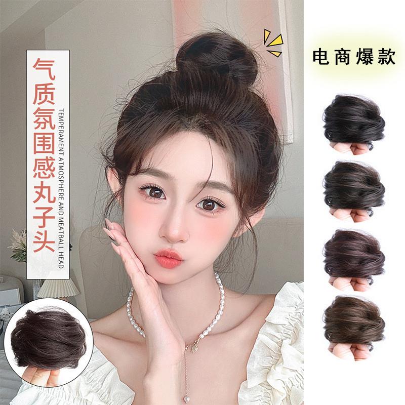 正品低丸子头假发包发圈女懒人发饰盘发神器全真蓬松发髻头饰双马