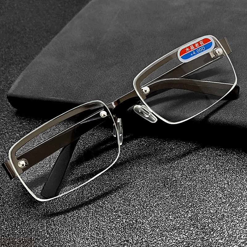 速发水晶镜片老男款清纯玻璃镜花东海石头老花眼睛老人