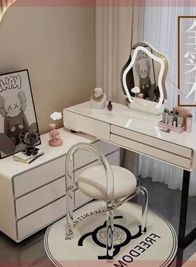 速发0224新款实妆岩板卧室梳妆台奶油风斗柜简约化木台妆桌
