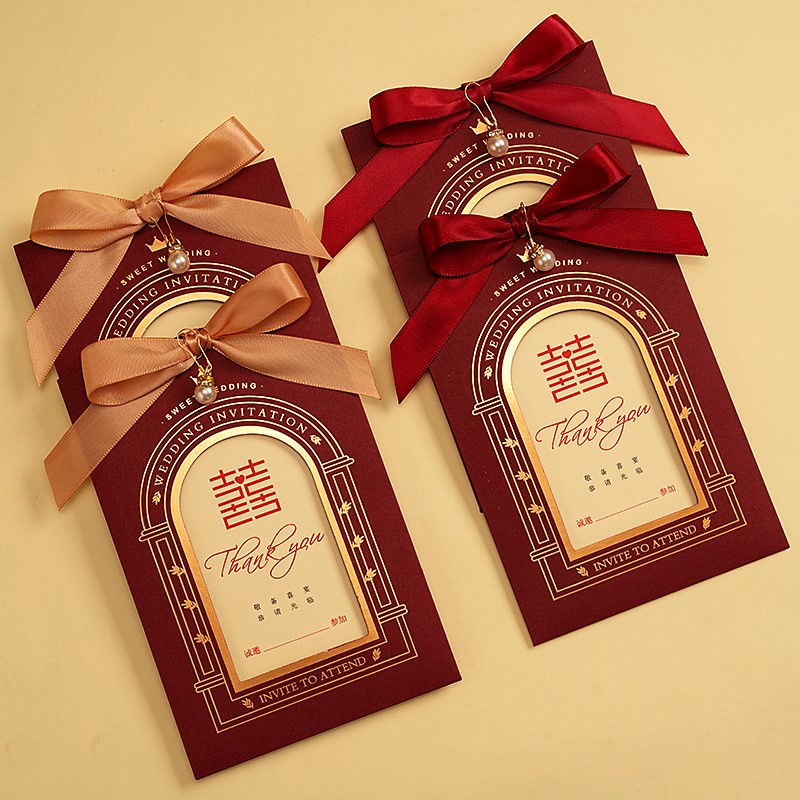 保真速发纸质创意婚礼请帖大气高级感请帖结婚M邀请函婚宴喜帖202