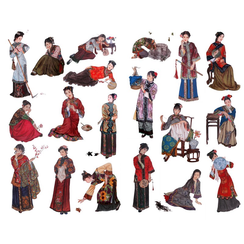 现货【已裁剪】中国古风武侠江湖人物复古和纸手帐素材小贴纸手账