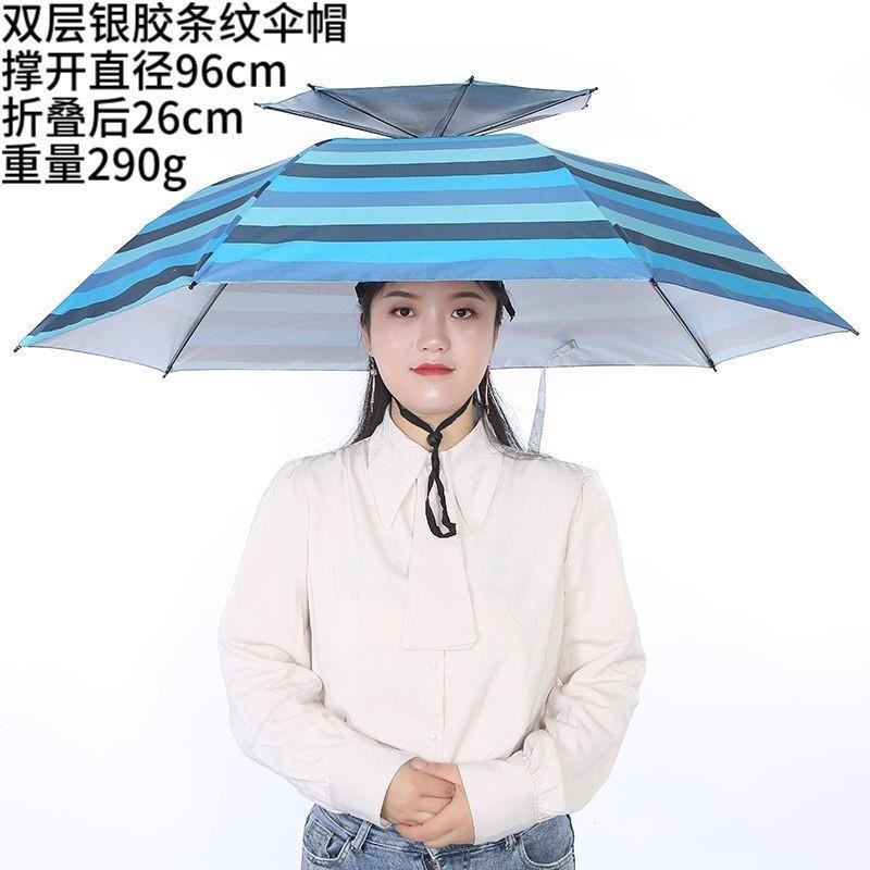 速发带头上的伞帽头戴式遮阳防晒钓鱼伞大号采茶斗笠雨伞帽斗篷头