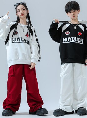 速发o舞少儿嘻哈潮服男孩酷帅车机卫衣hiph街p套装宽松架子鼓表演