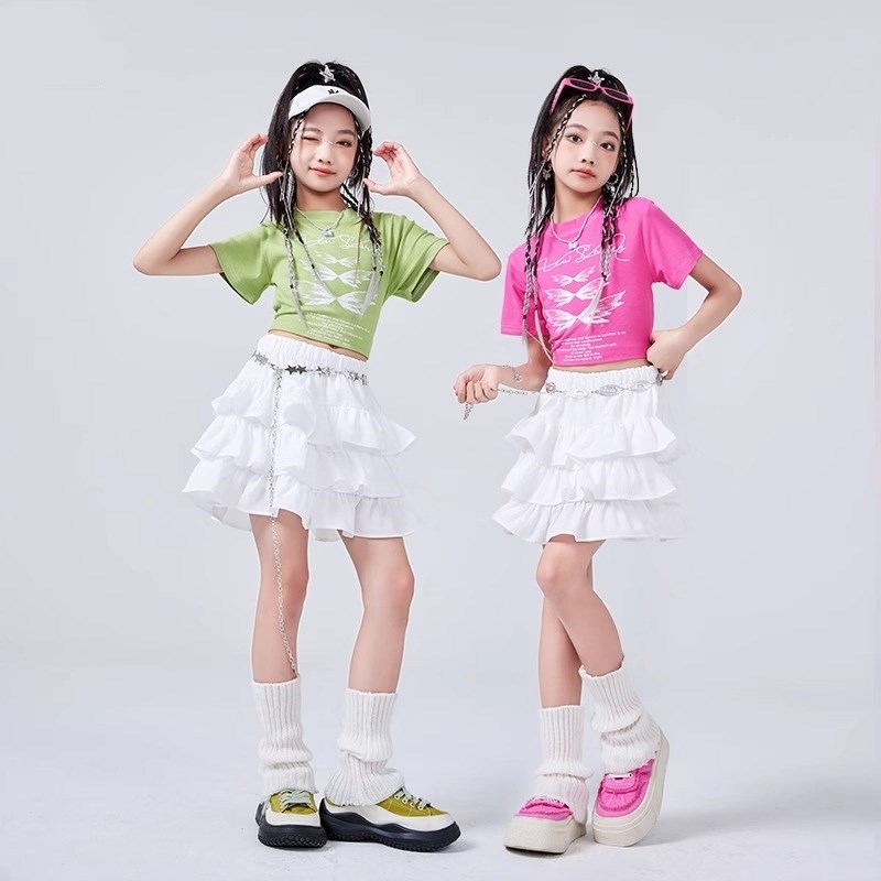 高货速发少儿爵士舞服装女孩街舞潮服露脐嘻哈hiphop炸街套装模特