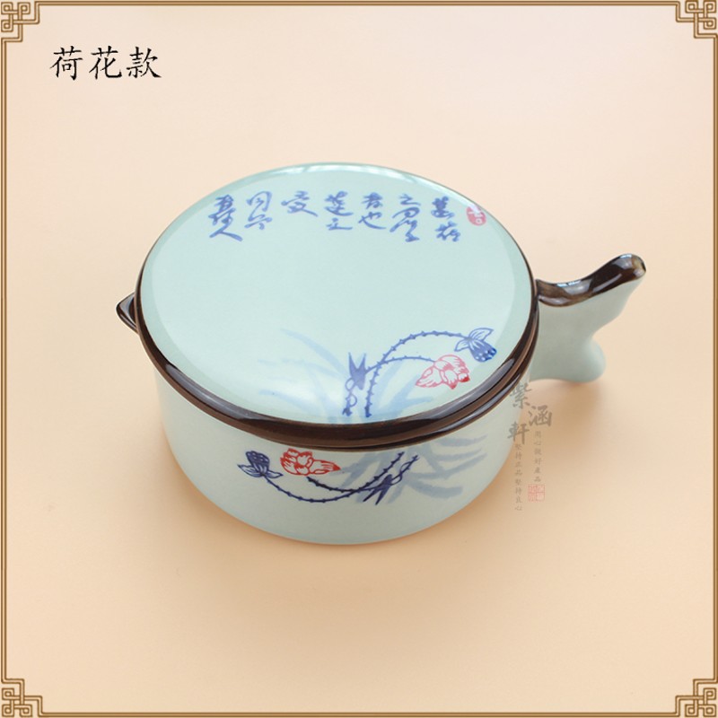 保真速发多功能墨池带盖砚台笔z搁笔架陶瓷盛墨汁墨盒墨碟调色盘