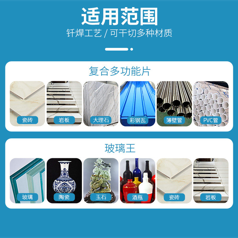 高货速发角磨机切割片 瓷砖岩板大理石金属彩钢瓦酒瓶 玻璃王*2+