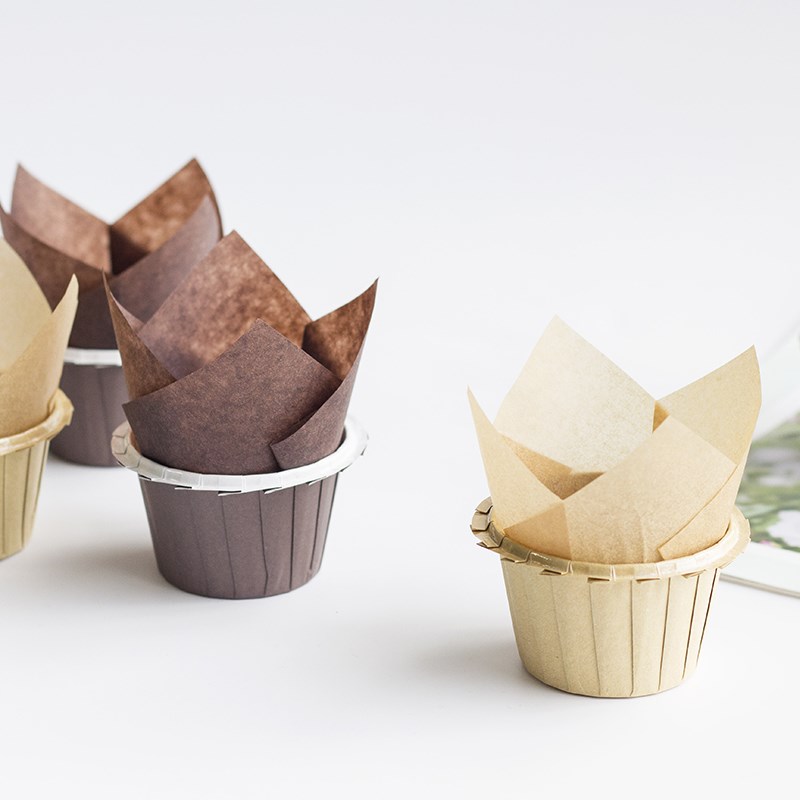 速发郁金香杯荷花帽纸杯蛋杯马芬不卷边底托火焰糕麦芬蛋糕杯用模