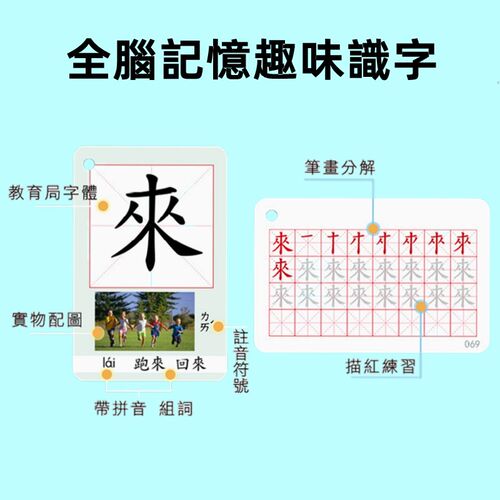 现货幼儿启蒙中文字卡繁体看图认字卡图片学习咭宝宝识字卡片有图