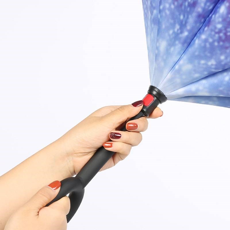 现货反向伞免手持式反向雨伞直杆双层雨伞可站立C型创意印Logo 广