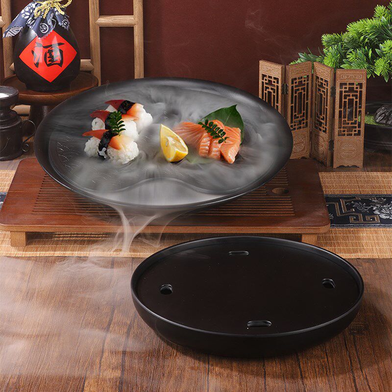 速发创意密三茶盘火锅店干冰盘酒店胺文菜寿司盘意境鱼海鲜刺身盘