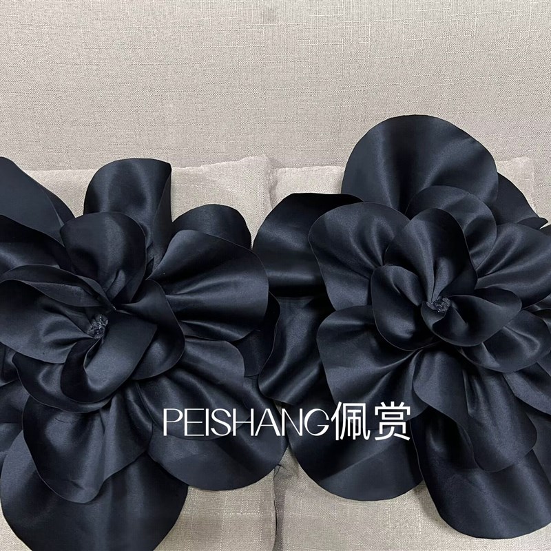 现货长款花朵手套手工立体花朵黑色婚纱礼服造型影楼拍照演出年会