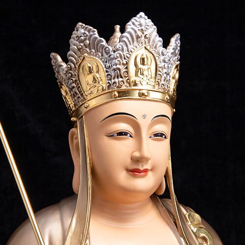 速发纯铜彩绘地藏王菩萨家里供奉地藏王菩萨像全堂佛娑婆三圣佛像