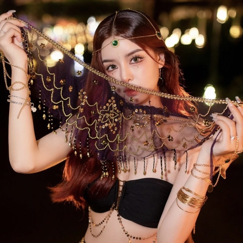 现货面纱古风异域流苏性感遮脸敦煌镂空蕾丝遮面古装超仙汉服面帘