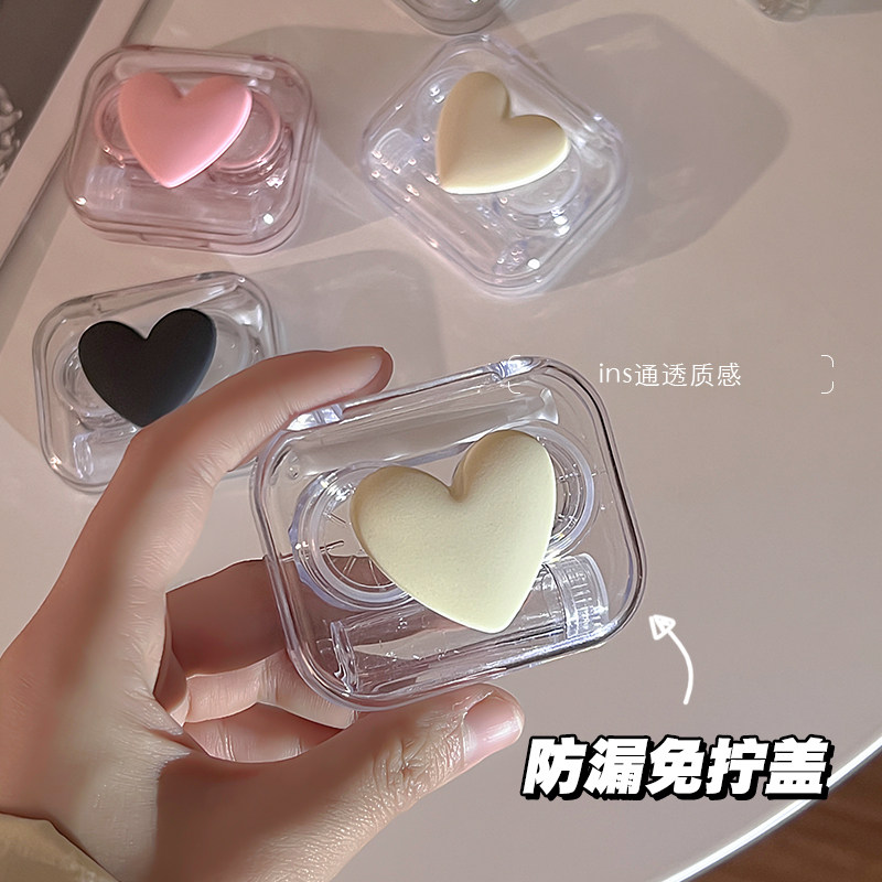 速发ins透明隐形眼镜盒免拧盖防漏便携女美瞳盒子级感伴侣盒简