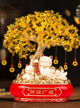 速发发财树招生猫摆件开业礼物财意兴隆店铺收银台客厅乔工装饰迁