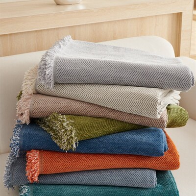 速发雪尼尔布发毯沙巾纯色人字纹四季通用防滑沙发垫全包能套罩盖