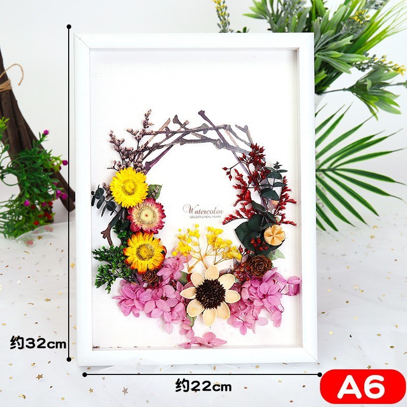 速发三八节A4相框diy干花材料包永生花沙龙活动团建中空立体木质