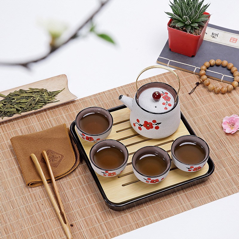 速发旅行茶具陶式手绘紫砂功商茶具套装夫务便携瓷车载茶具创意礼