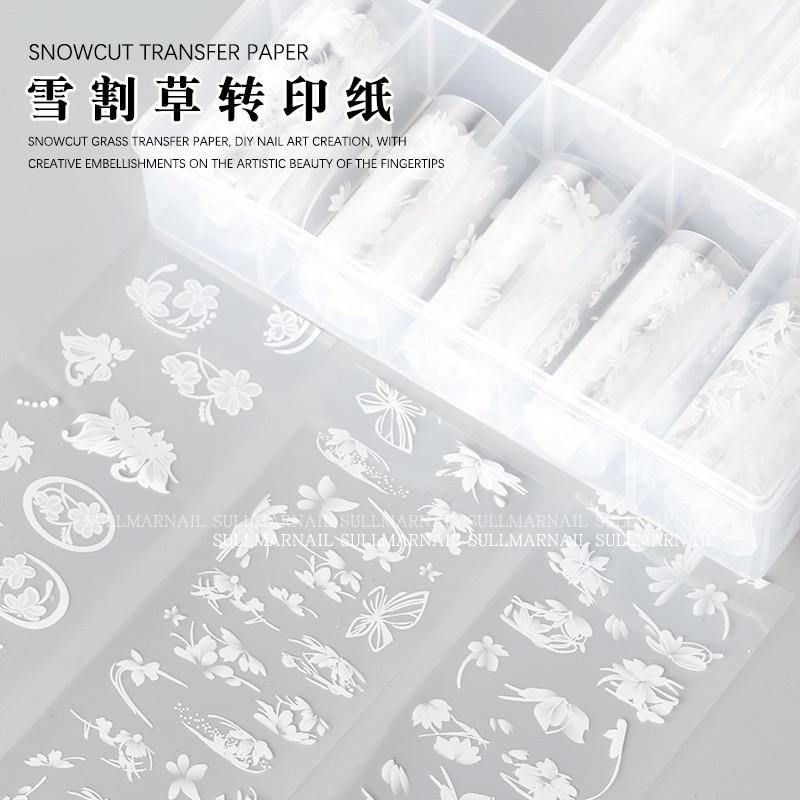 正品雪割草美甲转印纸温柔气质温柔仙气手绘花卉指甲饰品星空转印