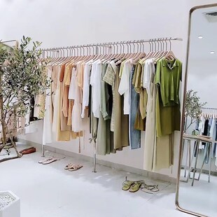 速发轻奢装店童挂服装店落地壁式装展示陈列货架上墙专用不锈钢衣