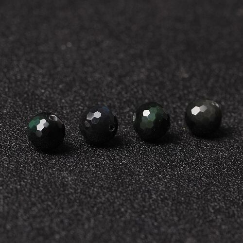速发天然黑曜石128切面刻面散珠diiy水晶手工串珠饰品配件材料整