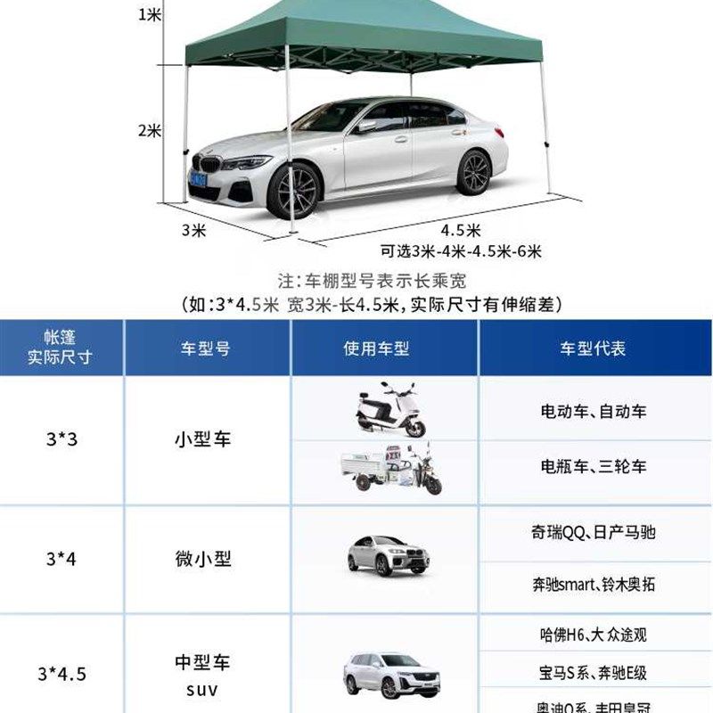速发户外防晒停车棚家用汽车遮阳棚简易车库棚子四脚摆摊防雨帐篷