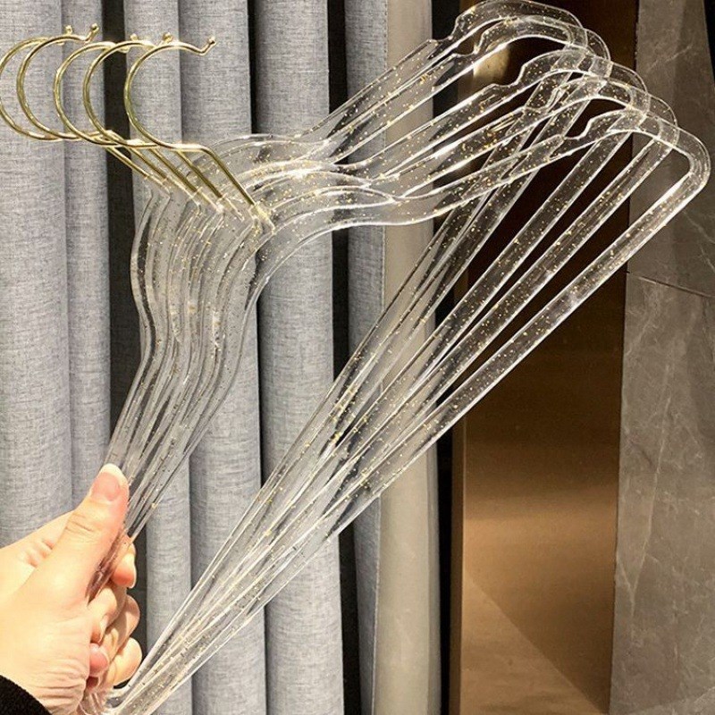 速发透明家居家用衣架亚克力闪粉金粉水晶衣撑衣挂晾衣架耐热