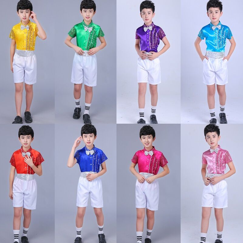 保真速发六一儿i童演出服男童大合唱礼服中小学生朗诵服爵士亮片