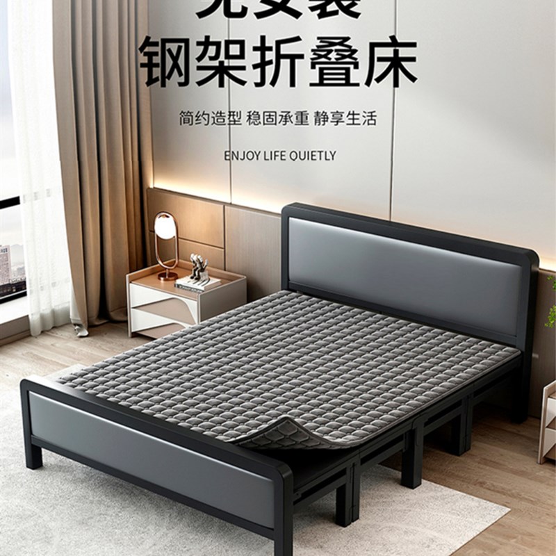 速发折叠人床1米2人用简易午睡床双家房结实耐用加固成人铁床