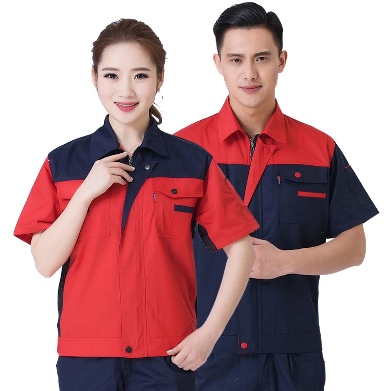 现货夏季工作服套装男短袖劳保服夏天汽修服半袖工装厂服薄款工服